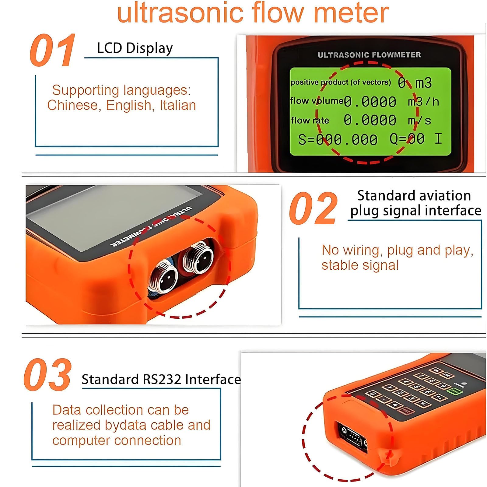 Caudalímetro Digital Portátil De Líquidos, Caudalímetro Ultrasónico, Caudalímetro De Abrazadera, Caudalímetro Ultrasónico Portátil para Uso Industrial DN6000