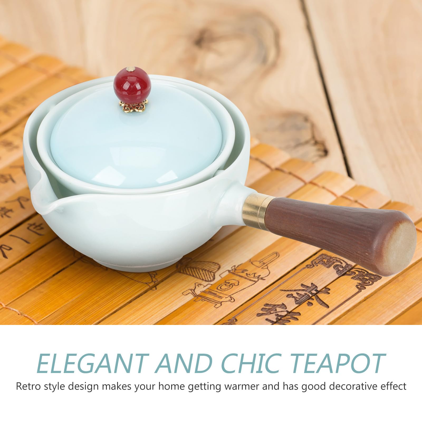 Abaodam Théière Céramique avec Filtre Poignée Longue Ergonomique Pot à Thé Portable et Résistant Service à Thé Chinois pour Maison