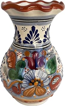 TalaMex Handmade Calpan Mexican Colors Talavera Flower Vase