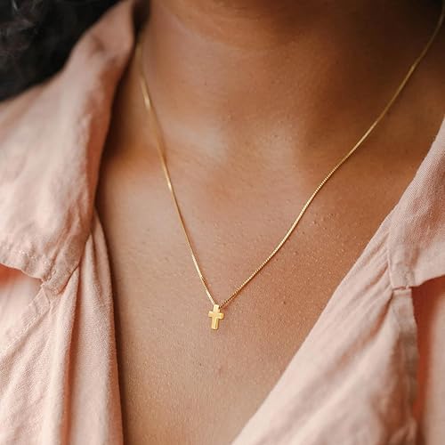 Miniatura 3 de Cross Necklace for Womens, 14K Gold Plated Dainty Gold Necklaces Sterling Silver Small Cross Pendant Faith Necklace Simple Gold Necklace Jewelry