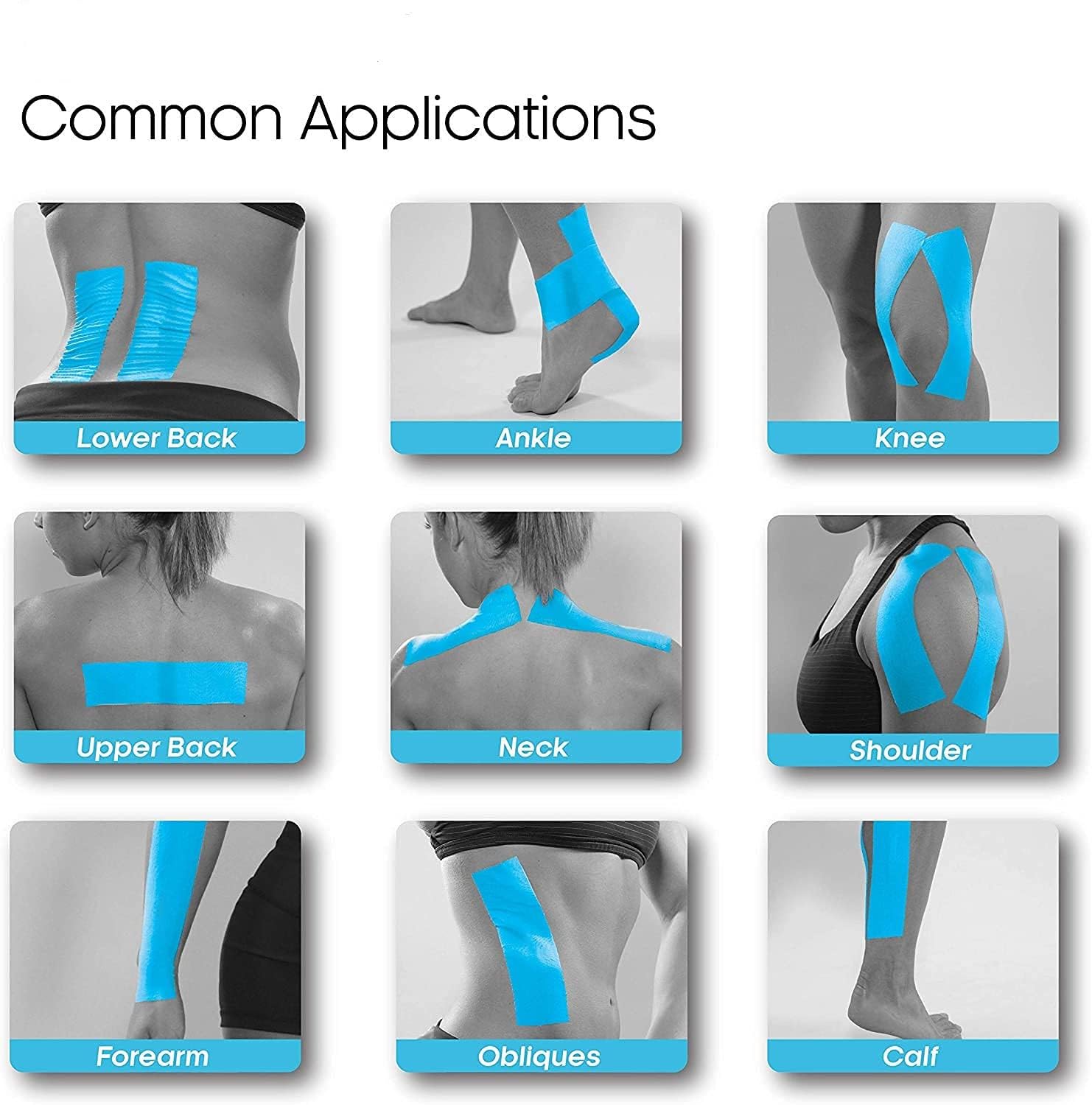 VANSHORA Kinesiology Sports Tape Waterproof | Elastic Muscle Support Tape for Pain Relief Joint Support Physiotherapy | Latex Free Kinetic Tape for Knee Elbow Shoulder 3