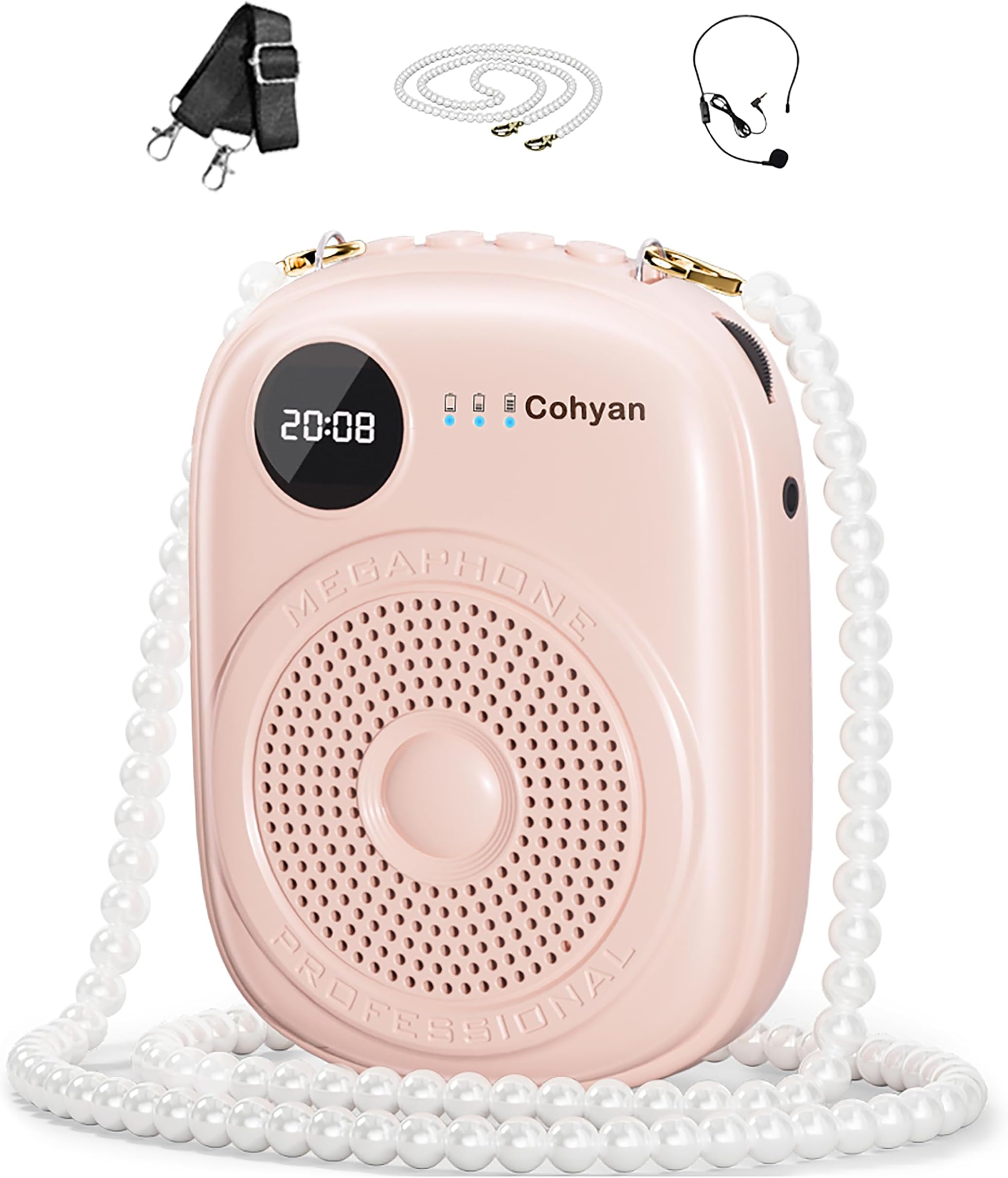 Voice Amplifier for Teachers, Portable Bluetooth Microphone & Speaker, Rechargeable Bullhorn Megaphone for Classroom, Meetings, Yoga, Training, Tour Guides, Power Amplifiers