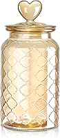 Joeyan 45oz Amber Glass Canister with Airtight Heart Lid - Vintage Embossed Storage Jar for Flour, Coffee, Cookies & Pet Treats