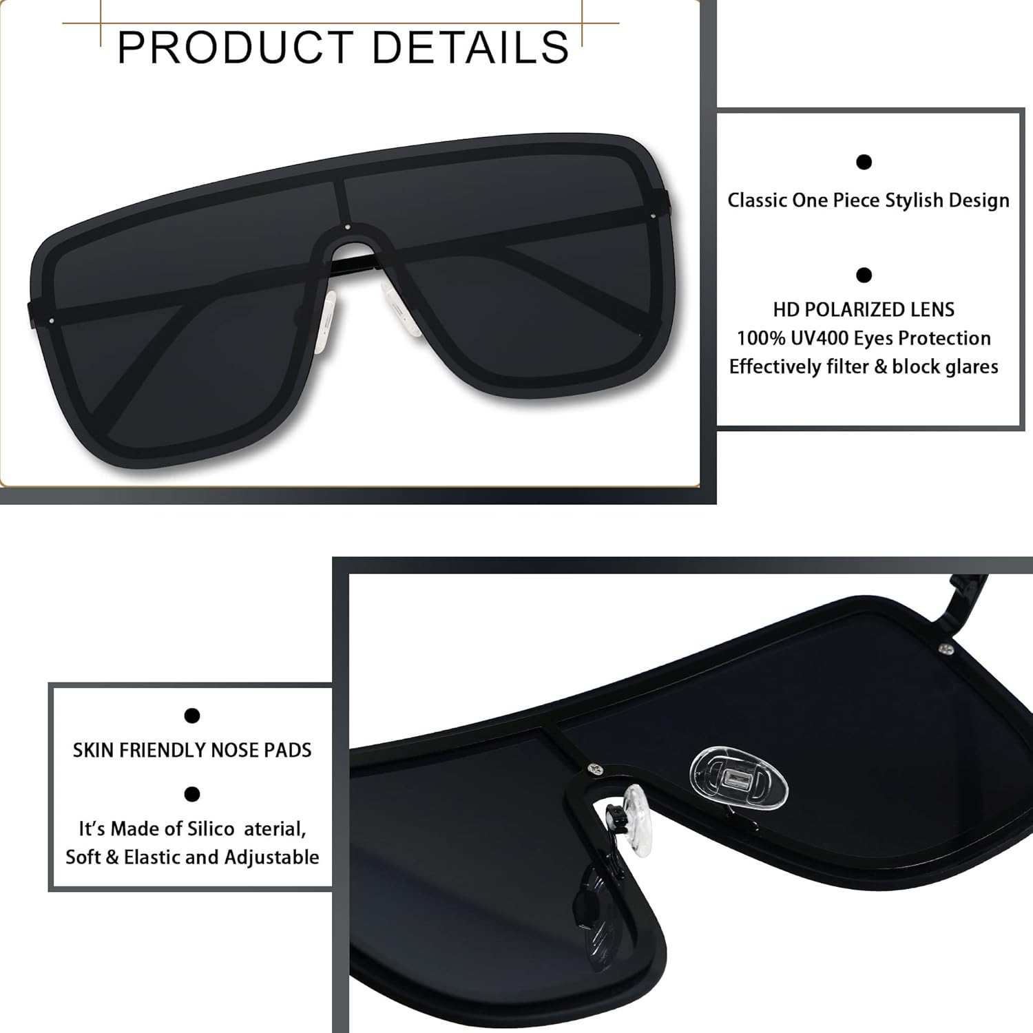 LYZOIT Rimless Oversized Square Sunglasses for Women Men Flat Top Shield Frameless Sun Glasses - Image 3