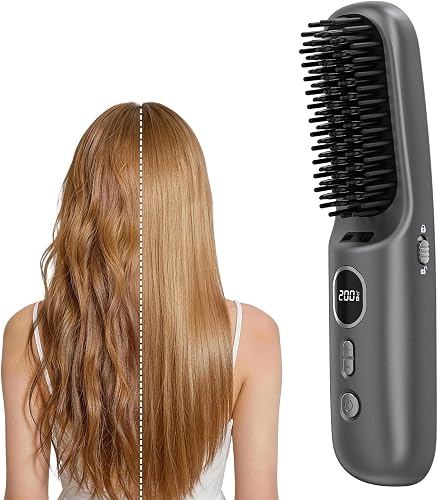 Cordless Portable Ionic Hair Straightener Brush
