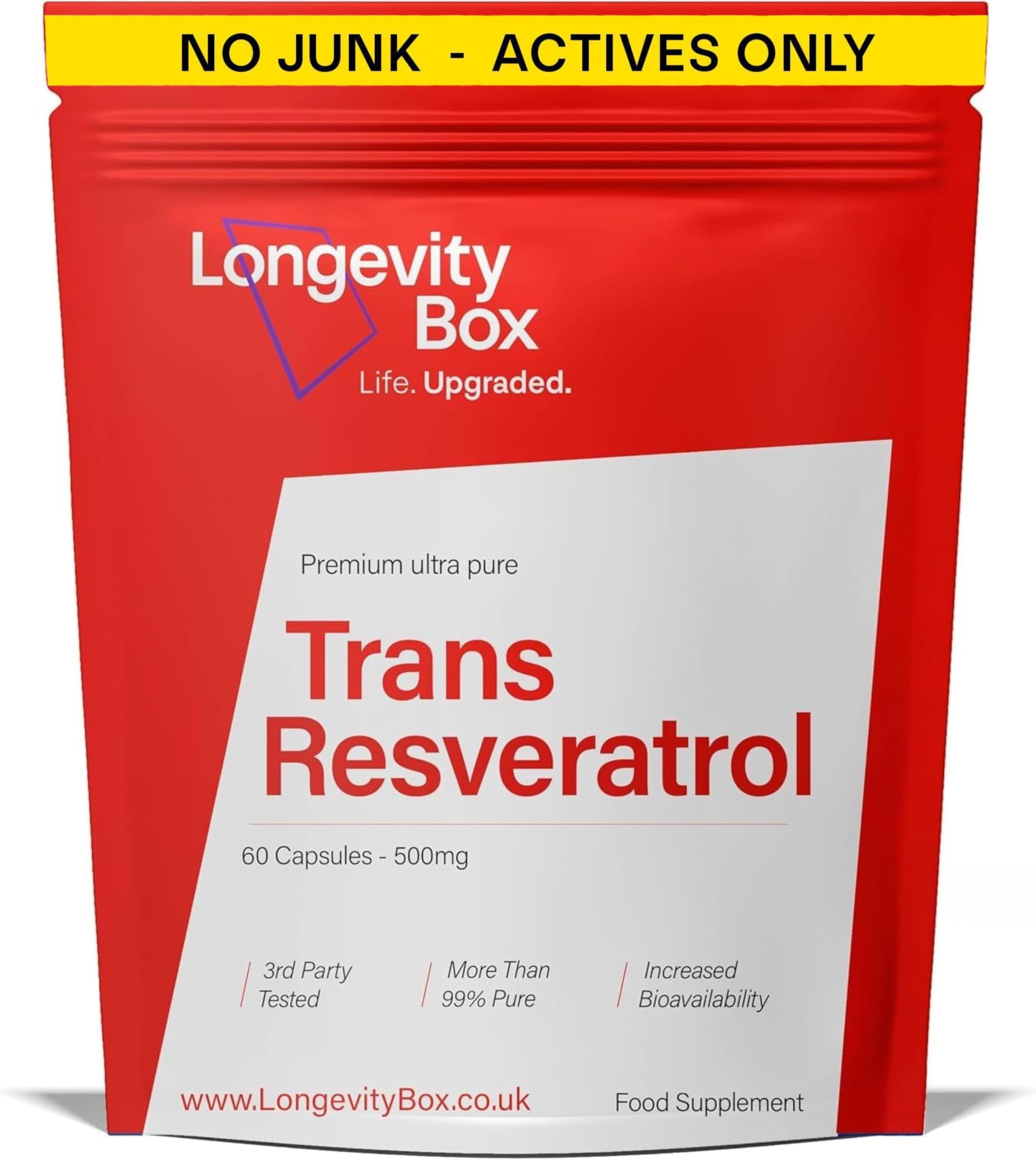Trans Resveratrol 1000mg – 60 Capsules – 99% Pure, Vegan & Non-GMO – Third-Party Tested Antioxidant for Heart, Brain & Longevity Support