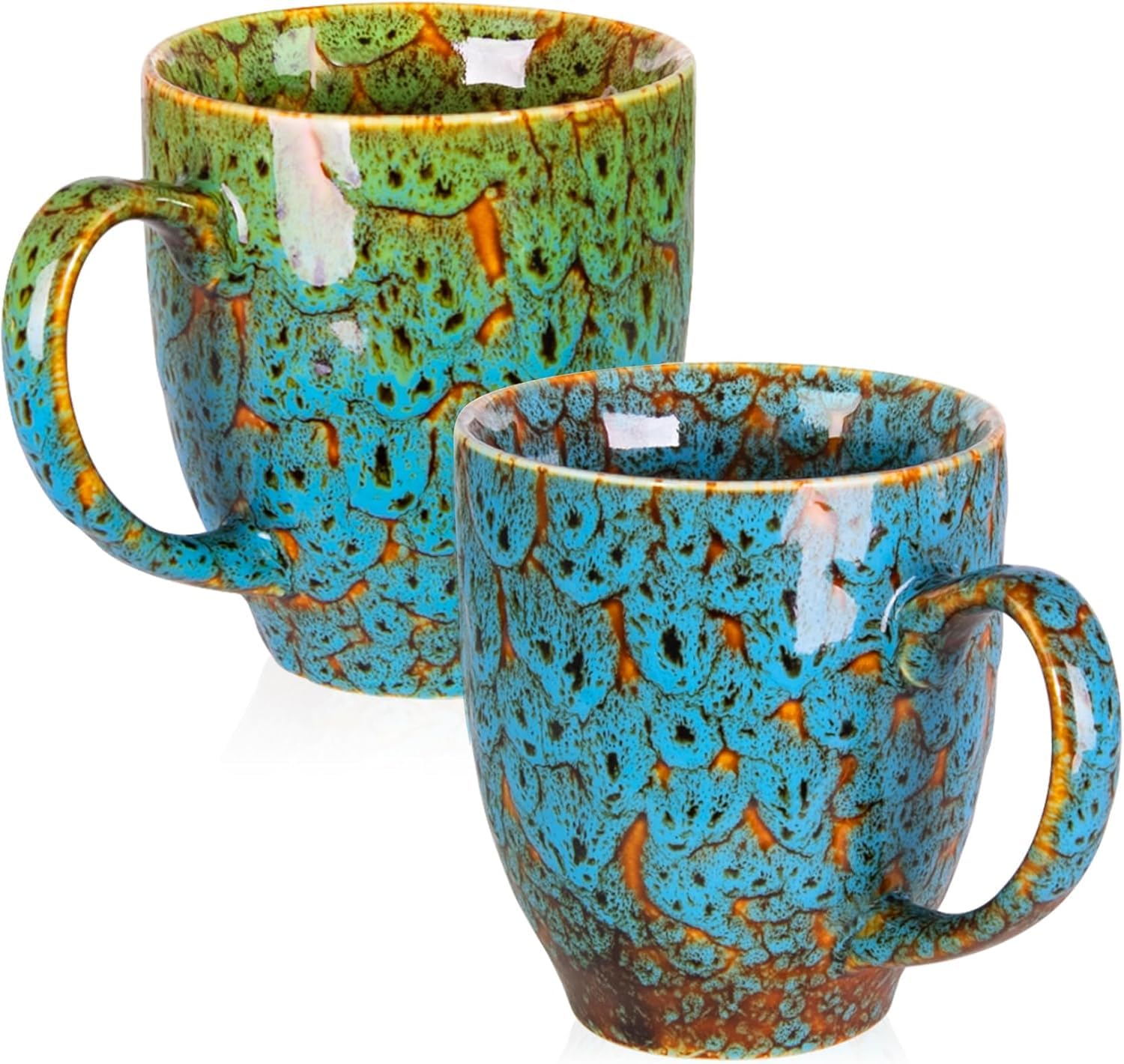 Juego de 2 tazas de café de cerámica grandes de 16 onzas, asas ergonómicas, aptas para lavavajillas y microondas, perfectas para té, hogar, oficina y regalo