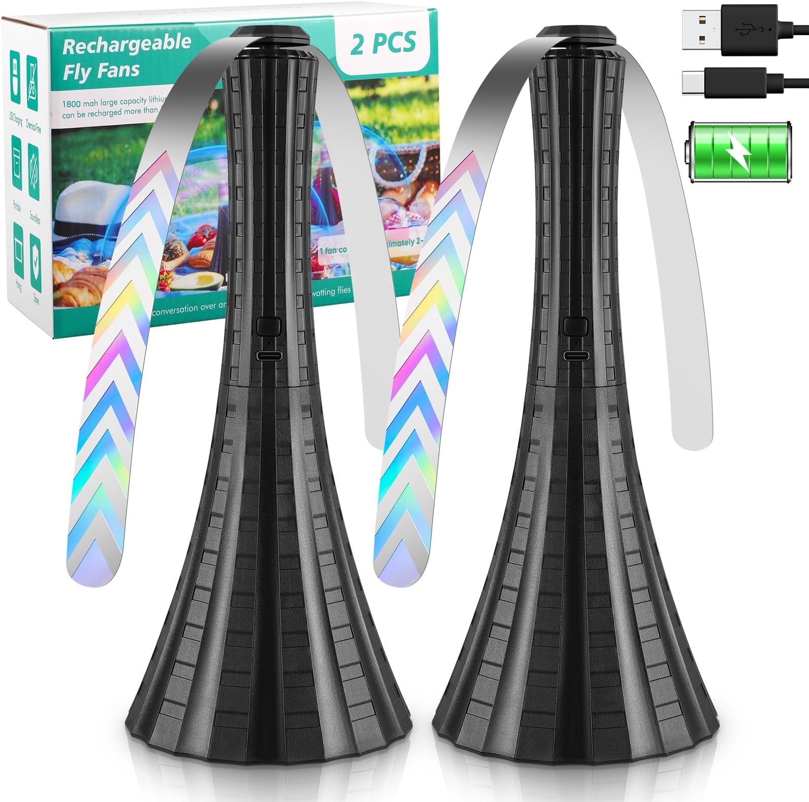 Amazon.com : PIAOPIAONIU 2 PCS Fly Fans for Tables Fly Fan for Patio ...