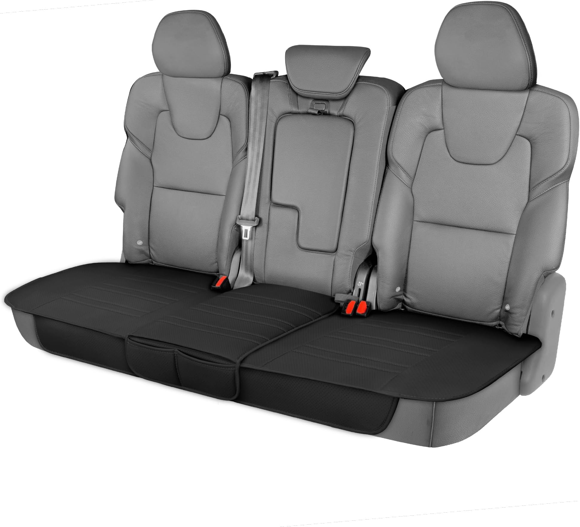Motor Trend Rear Seat Protector for Cars, SUVs & Trucks – Nappa Leather Bench Cover Protector - Car Seat Cover for Kids, Pets & Baby - Durable Back Seat Protector, Black Universal Fit Bottom Coverage