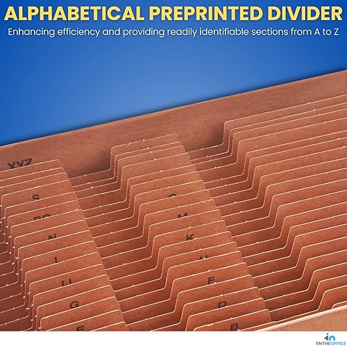 Miniatura 4 de 1InTheOffice Organizador de carpetas de archivos expansibles, carpeta de acordeón con solapa, organizador de archivos A-Z, tamaño carta, marrón