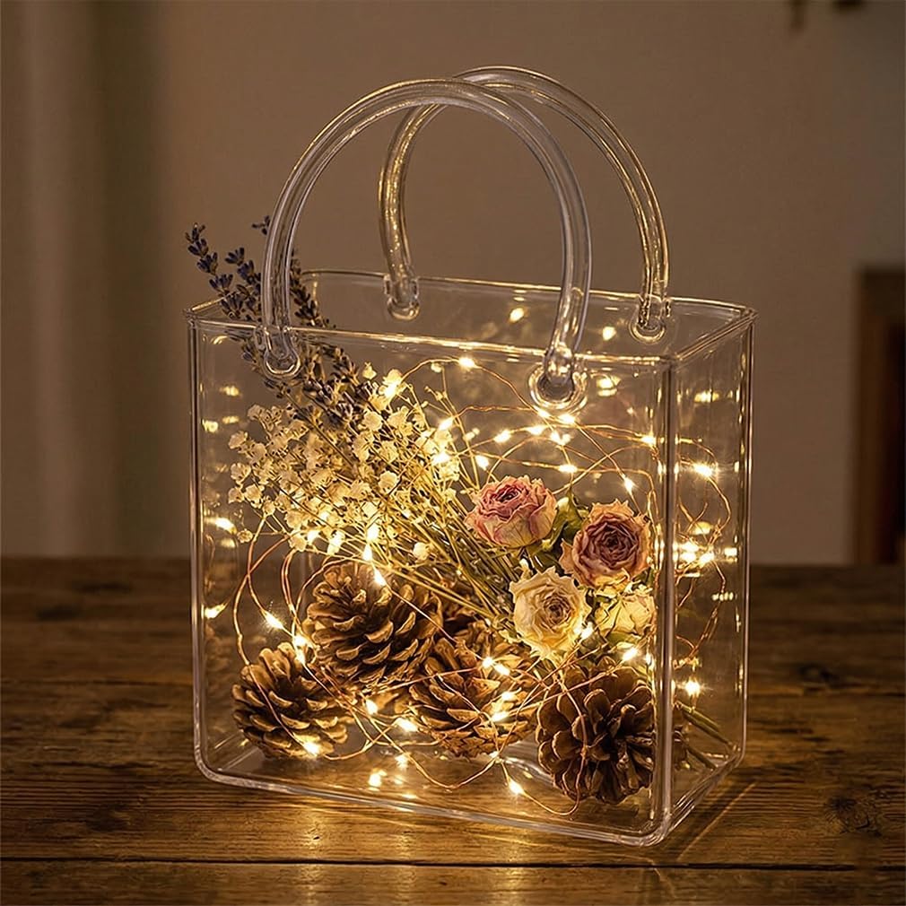 Glass Purse for Drinks, Fish Bowl Vase and Drink Purse 26oz, Purse Glasses for Drinks for Cute Room Decor, For Fruit Juice, Tea, Flowers,Party & Decor (1pc)