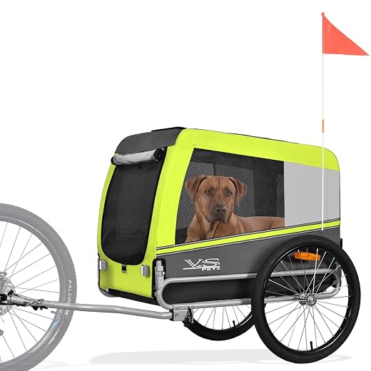 Tiggo VS Pets Large Hundeanhänger für Hunde bis 35 kg Fahrradanhänger Hundefahrradanhänger mittelgroße und große Hunde 80202 (Grau)