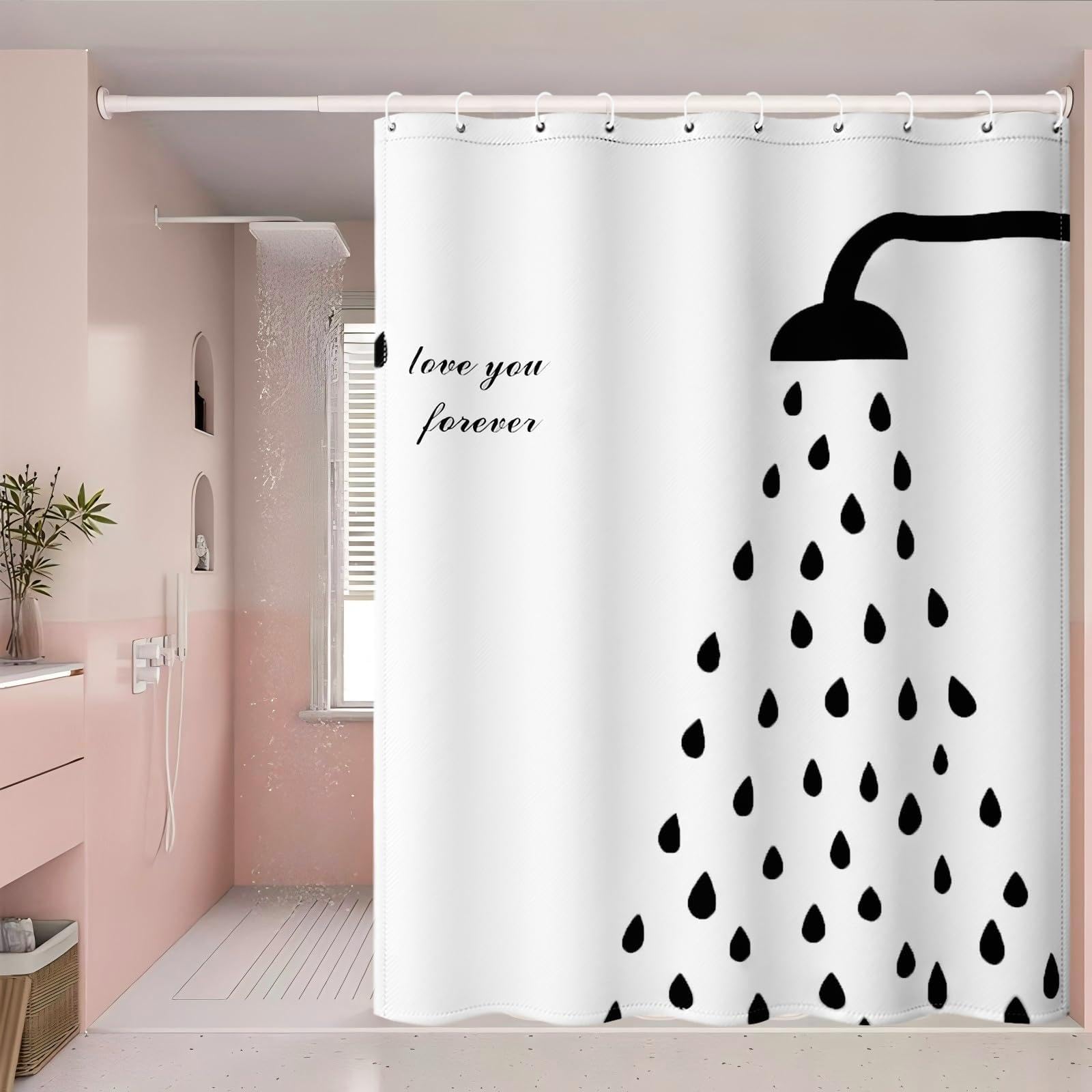 Uiyiui Multicolor-4 Abstract Art White Fun Shower Curtains For Bathroom Decor 45X87in-115X220cm Simple Shower Head Printing Bathroom Curtain With Hooks, Waterproof Partition Cloth Fabric Bathtub Curtains