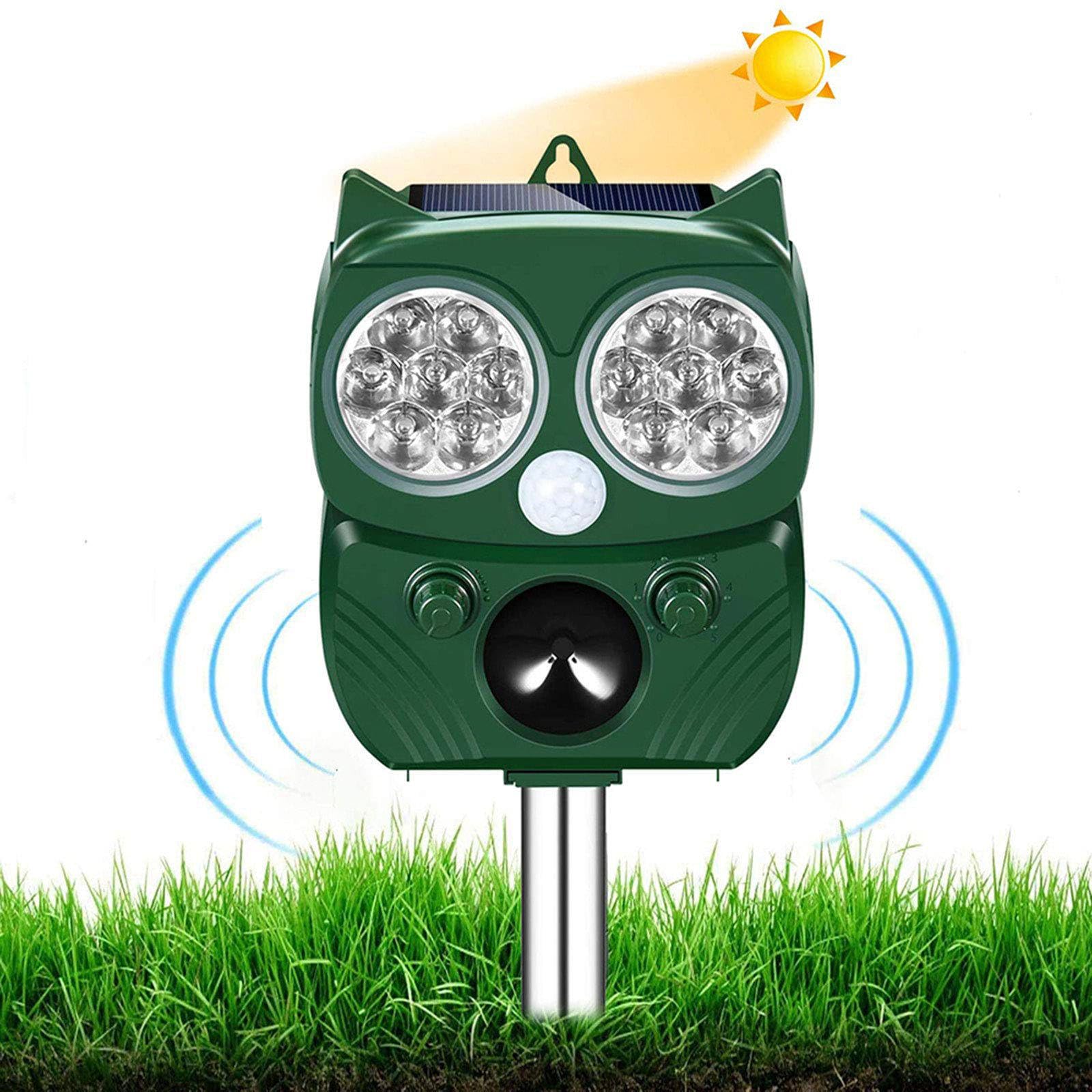 Répulsif Solaire à ultrasons pour Souris imperméable à l’Eau/Dissuasion Chien/Chat/Oiseau, etc.,Green