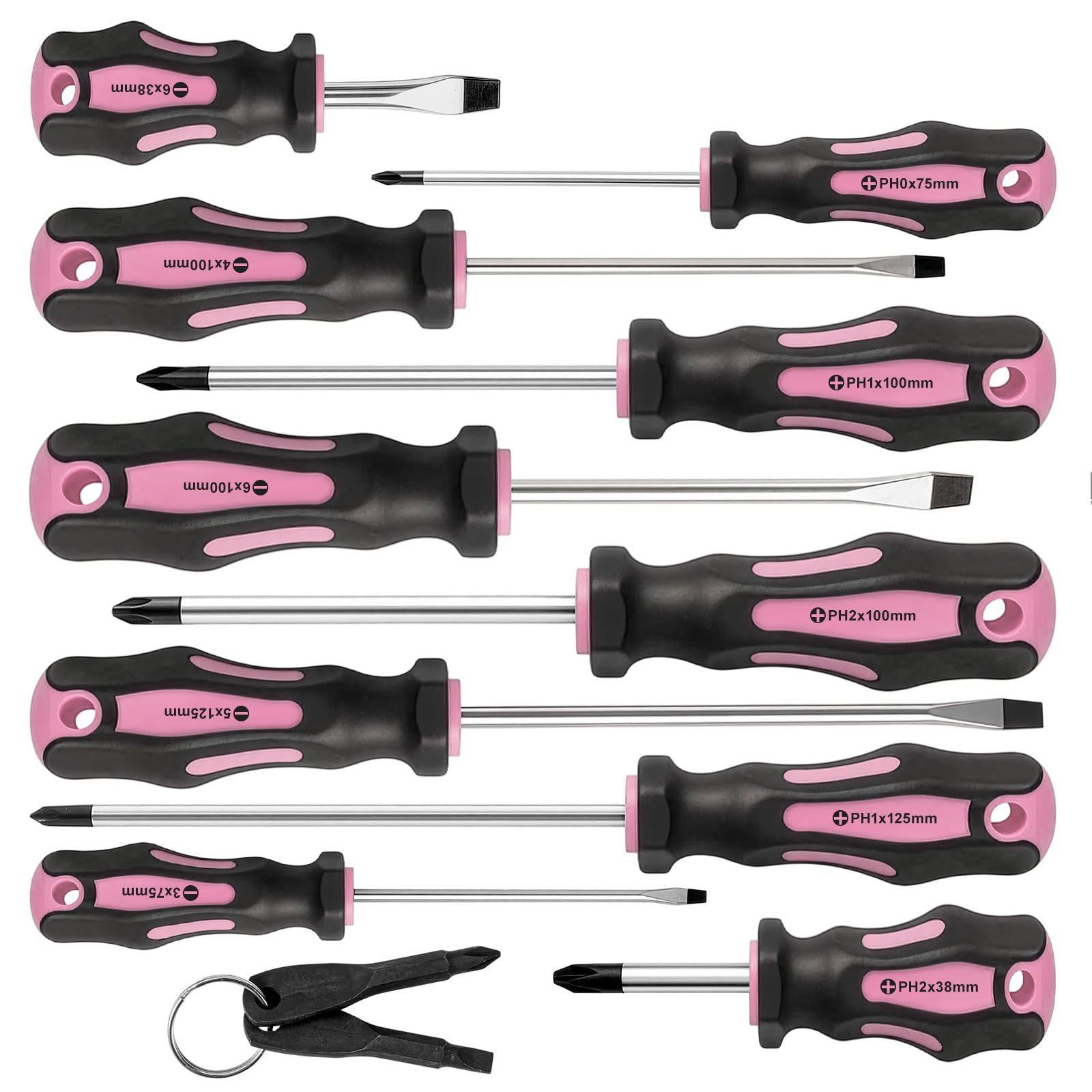 SUNNYNEST 10-Piece Magnetic Screwdriver Set Tools Storage Case Pink