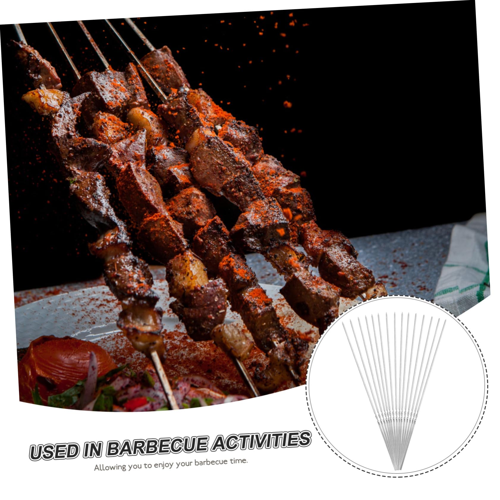 SHOWERORO 50pièces Brochettes Acier Pour Barbecue Ustensiles De Grillade Réutilisables Et Résistants à Haute Température Pour Et Légumes