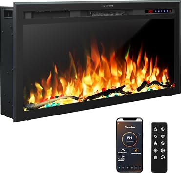 33" Recessed Electric Fireplace Insert with APP Control, Fireplace Heater with Auto-Cycling 18 Flames Colors, Crackling Sound, Plug-in & Hardwire, Thermostat, 5 Speed & Brightness, Timer, 750/1500W
