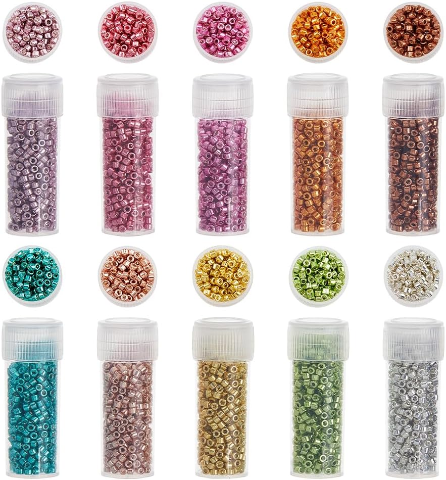 DICOSMETIC 50G 10 Colors Cylinder Glass Seed Beads 2mm Seed Beads Bulk Round Hole Seeds Bead Small Loose Spacer Craft Bead for Bracelet Necklace Earring Jewelry Making