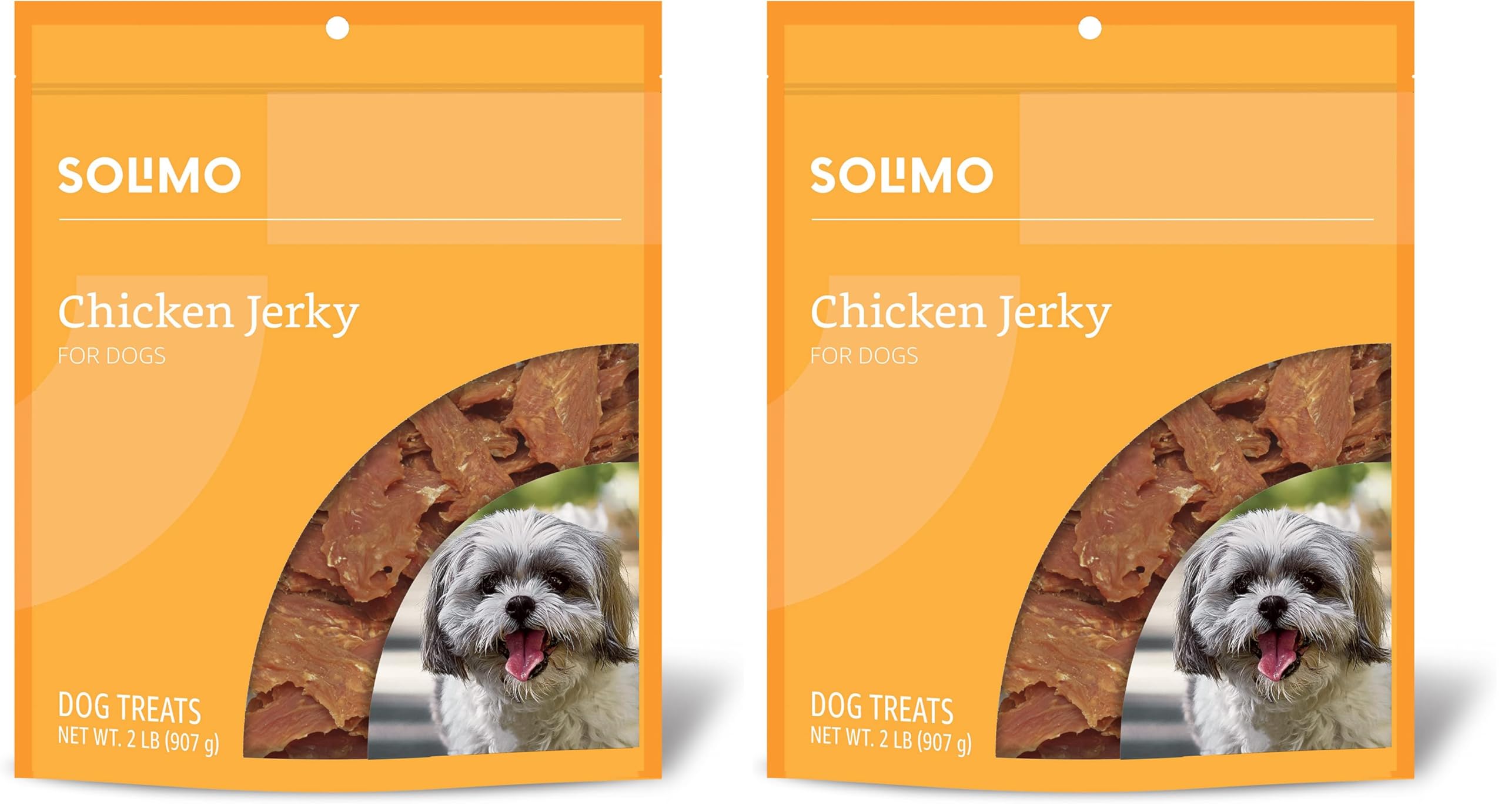 Amazon Brand - Solimo Chicken Jerky Dog Treats, 2 pounds (Packaging May (Pack of 2)