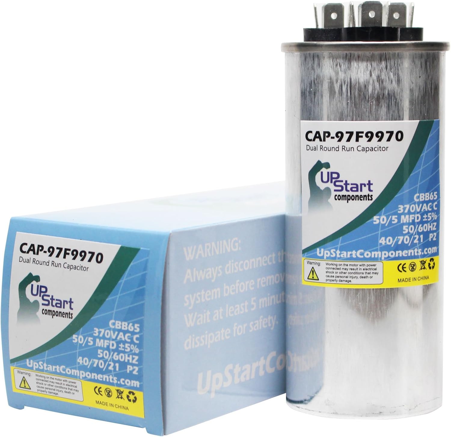3-Pack 50/5 MFD 370 Volt Dual Round Run Capacitor Replacement for Lennox SCU10B36A-1 - CAP-97F9970, UpStart Components Brand
