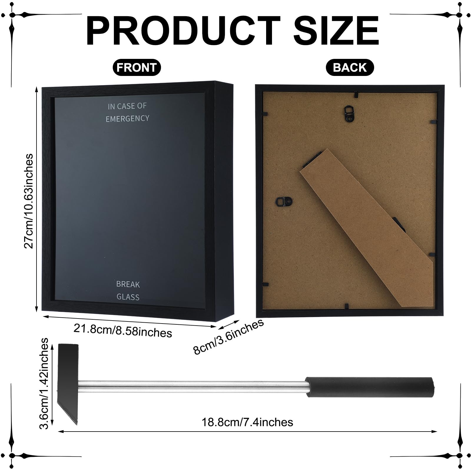 Lustige Notfallbox Mit Hammer – Glasbruch-Box Mit 4 Acrylplatten, 11,9x20,1x4,8 Cm, Gag-Geschenk Für Freunde