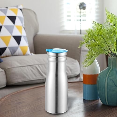 Miniatura 6 de Jarra de agua de acero inoxidable de 1 litro con tapa aislada, jarra de café térmica de acero inoxidable de doble pared al vacío, termo para café,