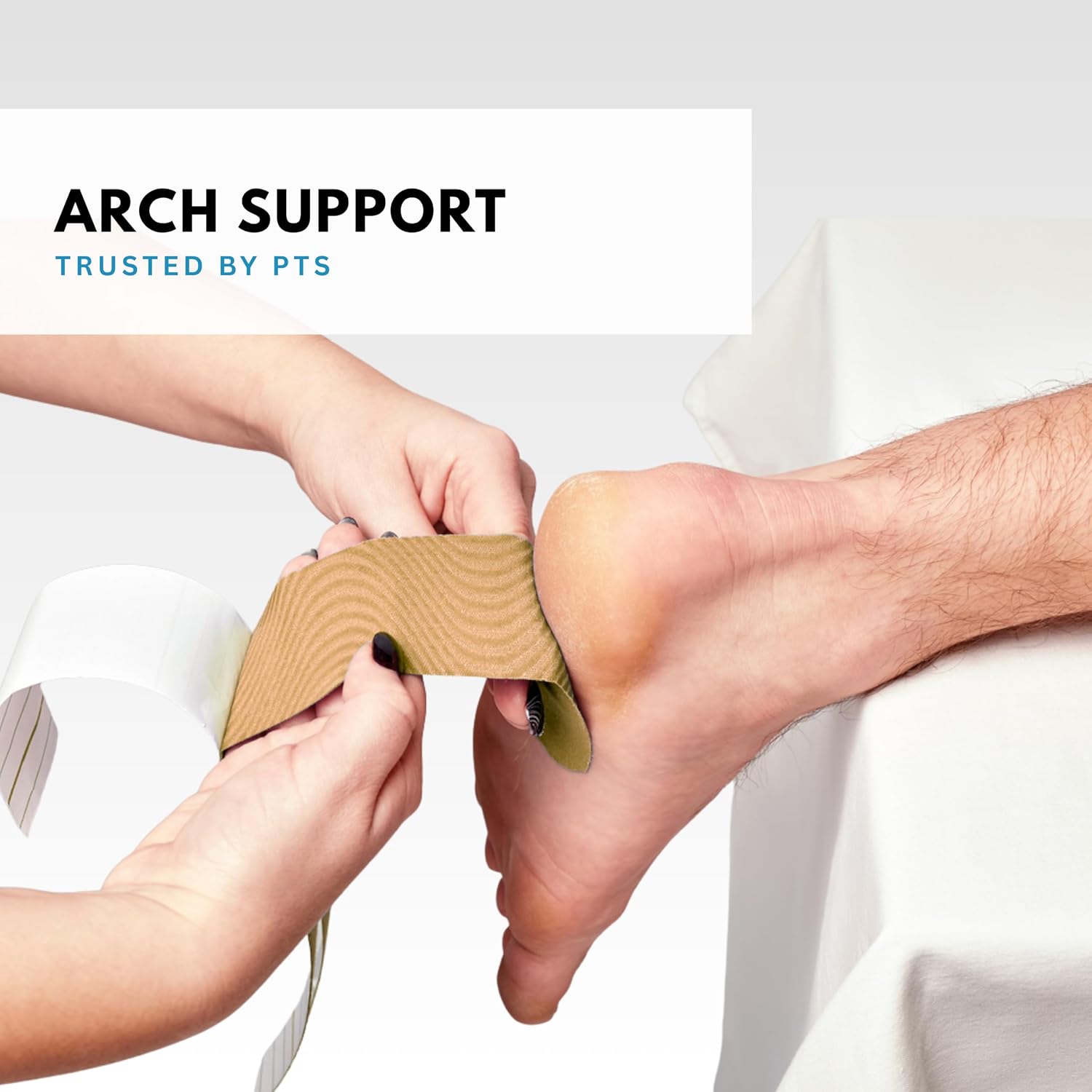 Plantar Fasciitis Kinesiology Tape (12 Count) - Arch Support from Premium Waterproof Precut Synthetic Kinesio Tape Strips that Stick Up to 7 Days (Nude, 12 PCS - Synth)