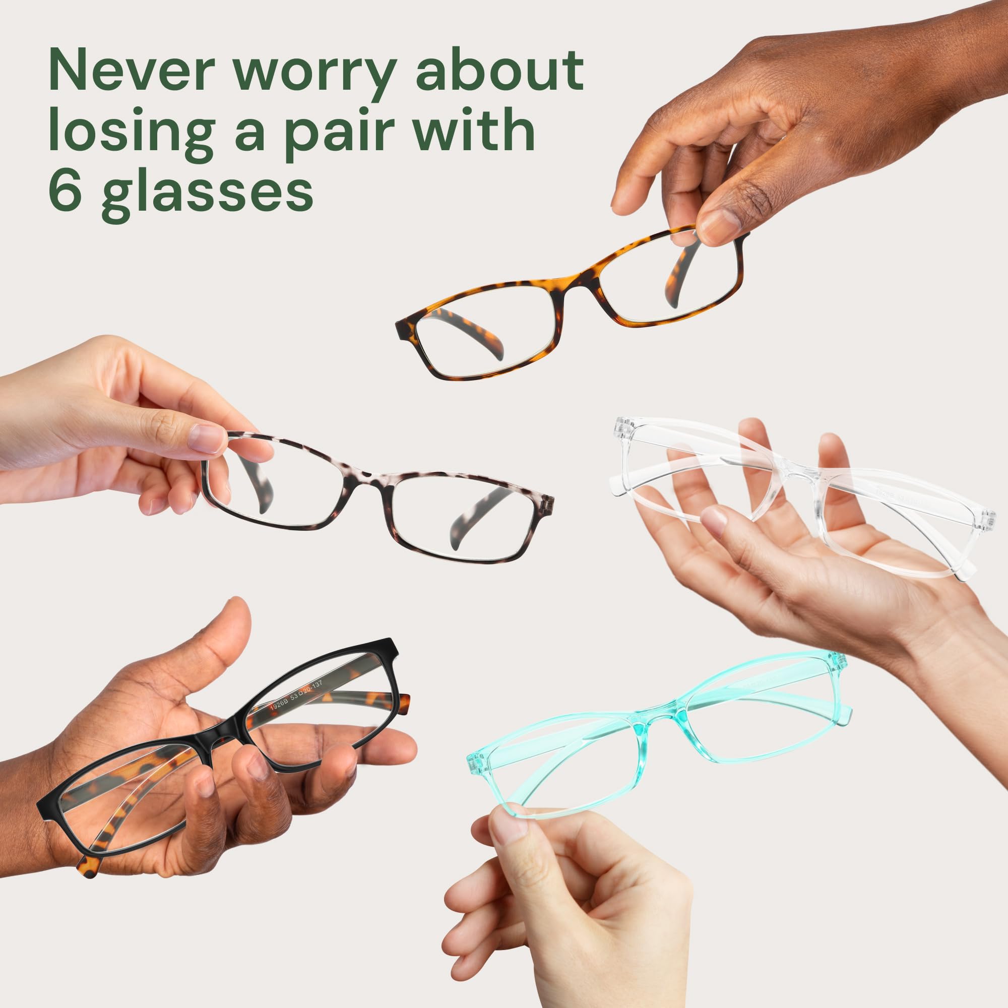 Gaoye - Juego de 6 lentes de lectura con bloqueo de luz azul para mujeres y hombres, lectores de lupa, lentes anti UV con 6 fundas de piel, 6 colores x 1, mediana