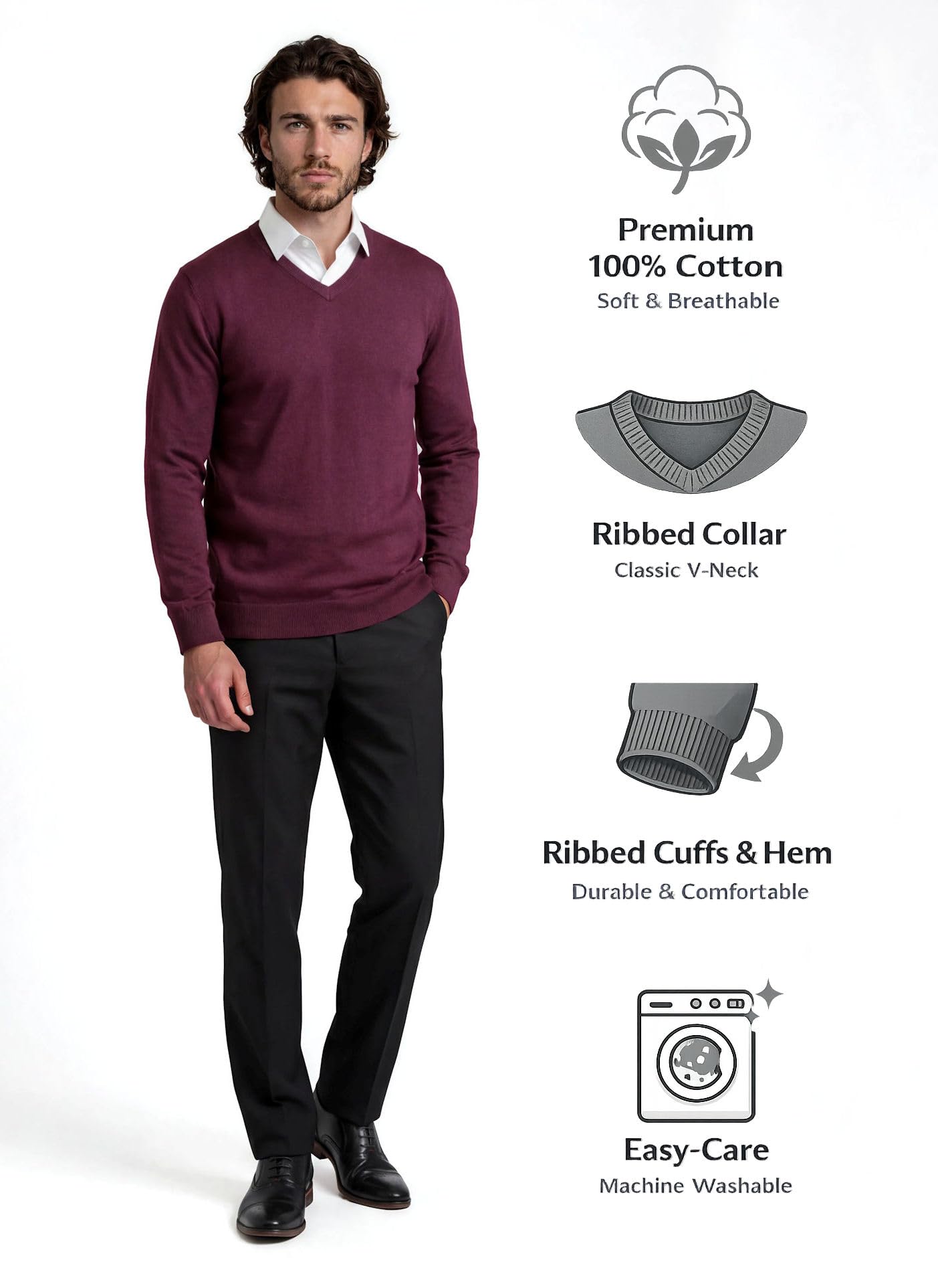 Xact Pull à col en V en Coton pour Homme