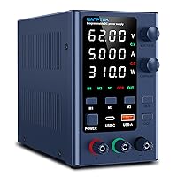 Vista 10 de Fuente de alimentación DC variable 0-32V 0-10A, bancos de alimentación ajustables con almacenamiento de memoria/USB-A y tipo-C de carga rápida/OCP