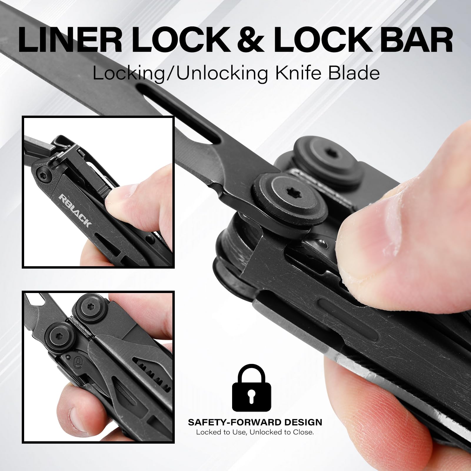 21-in-1 Hochleistungs-Multitool-Zange mit Sicherheitsverriegelung, Federschere, Nylonscheide, Premium-EDC-Kit aus Edelstahl, für Arbeit, Zuhause, Auto, Heimwerker und Outdoor-Aufgaben, Schwarz