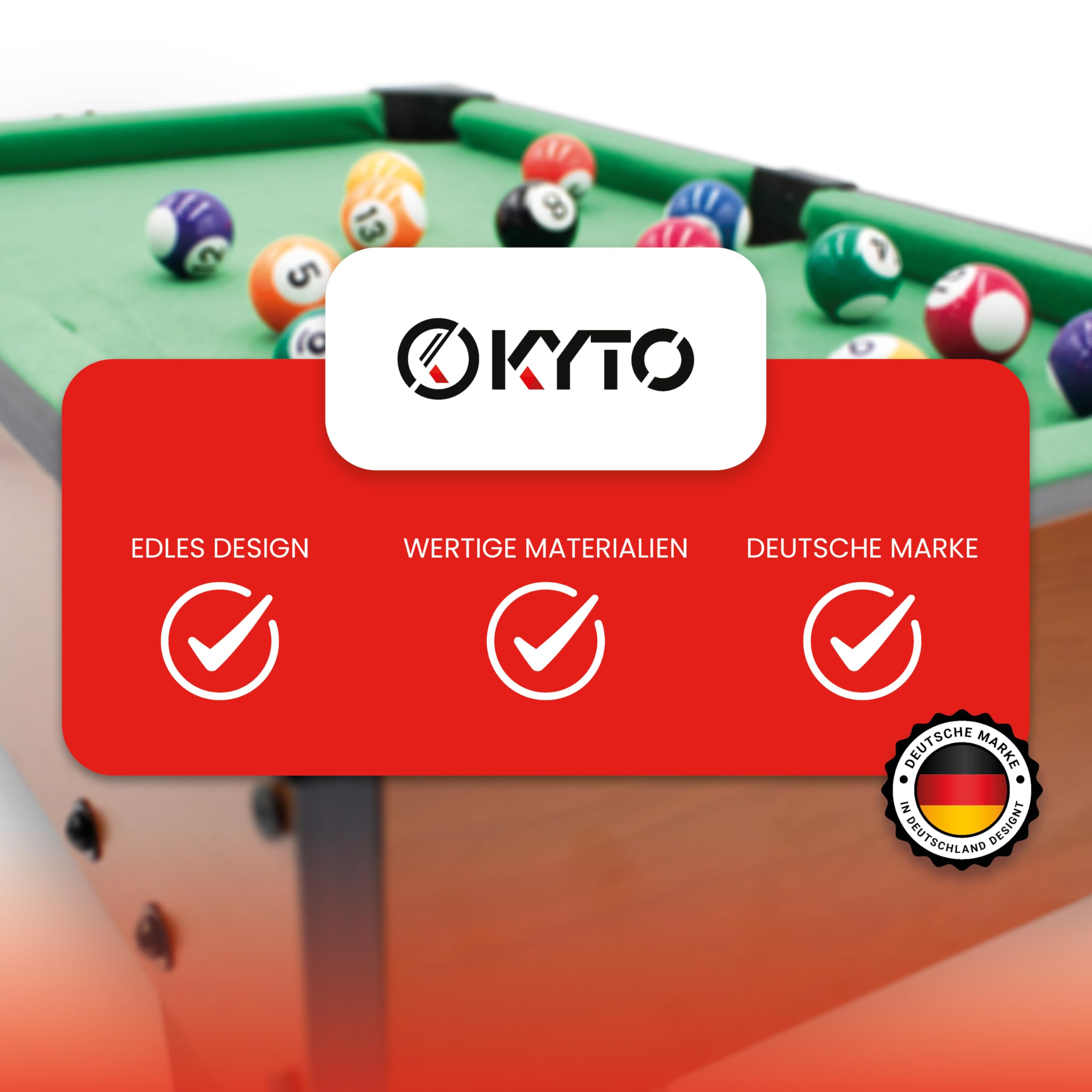 Kyto Mini Billardtisch – Tischbilliard für Kinder & Erwachsene, Kleiner Billardtisch mit 16 Kugeln, 2 Queues & Zubehör, Mini Pool Table für zuhause