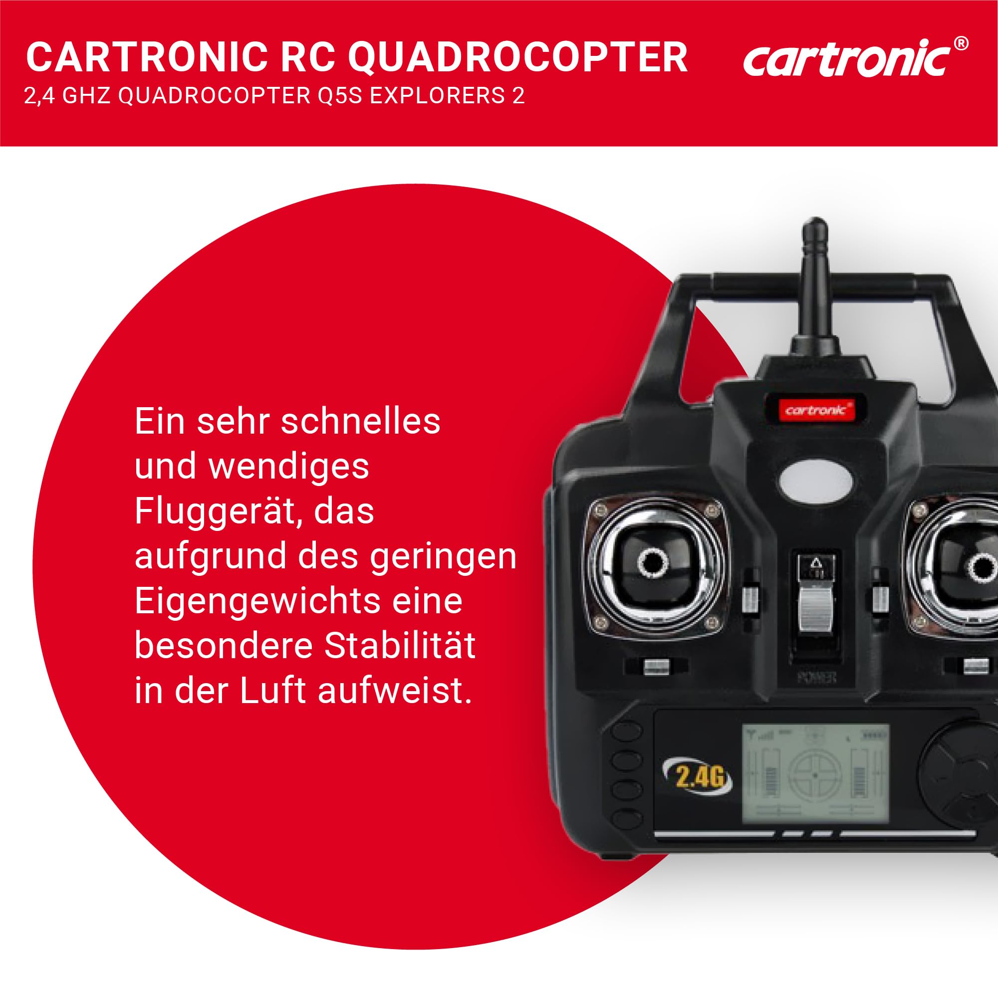 2.4 GHz Quadrocopter Q5S Explorers mit Kamera, schwarz, 32,0 x 32,0 x 10,5 cm I Ferngesteuerte Drohne mit Kamera, Headfree Control & LEDs I Drohne für Anfänger geeignet I Ab 14 Jahre