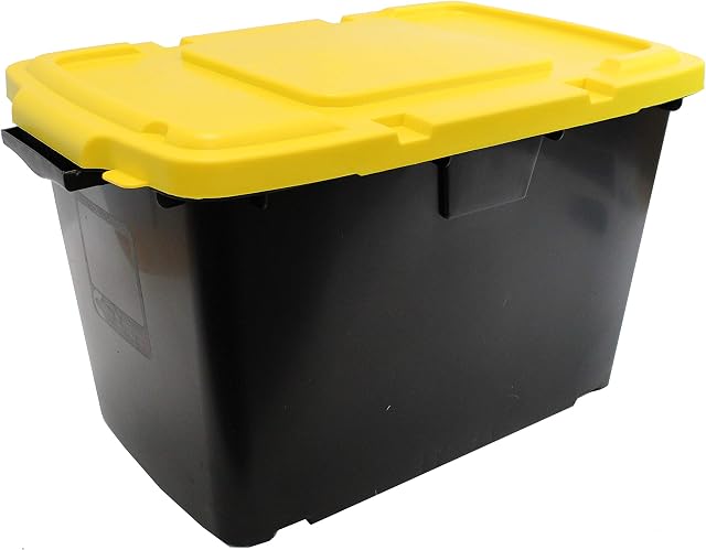 All-Green Coral 55 Litre Black Outdoor Kerbside Waste Recycling Box/Storage Box - With Various Lid Combinations (Box & Yellow Lid)