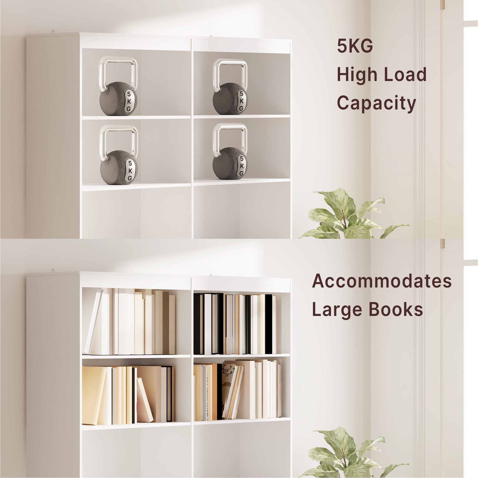Xbro Libreria Alta con Cassetti 120 x 34 x 180 cm | 8 vani aperti e 4 cassetti senza maniglie con struttura MDF per soggiorno studio e ufficio
