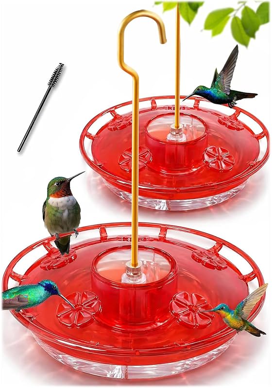 Comedouro para Beija-Flores de Plástico Clear Ruby eWonLife com Poleiro 360° e Moat para Formigas, Pacote com 2 de 473 mL