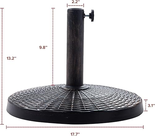 Miniatura 5 de FLAME&SHADE Base redonda de 26 libras para sombrilla de mesa de mercado de patio, para exteriores, bronce
