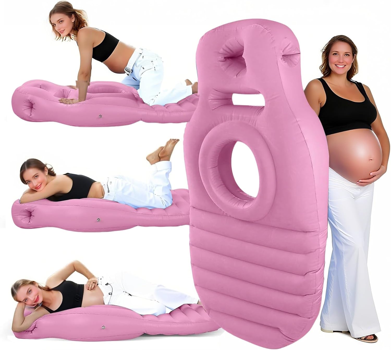 Pregnancy Pillow - Inflatable Portable Pillow,Stomach Sleeping,Full Body Maternity Float with Belly Hole, Relieves Back Pain & SPD, Used in Any Scene，All-in-One Comfort Solution for Pregnancy (Ecru)