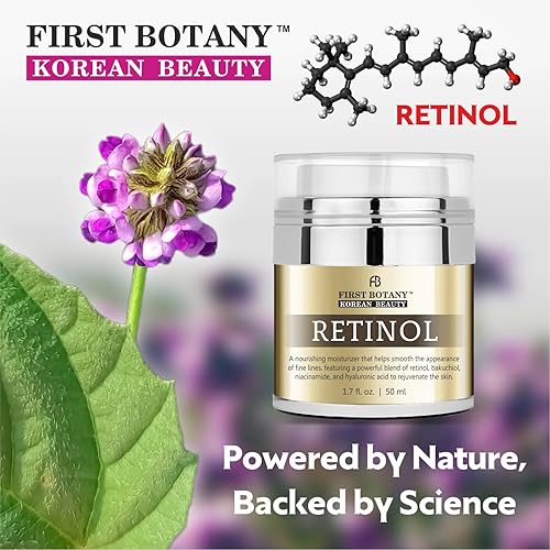 Miniatura 5 de First Botany Crema facial hidratante con retinol coreano, crema facial y cervical hidratante antienvejecimiento con bakuchiol, niacinamida y ácido