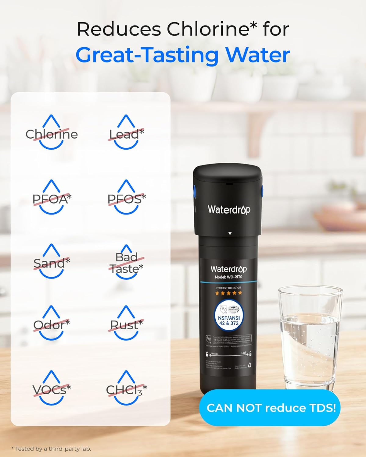 Waterdrop 10UA Under Sink Water Filter System, Reduces Lead, Chlorine, Bad Taste & Odor, Under Counter Water Filter Direct Connect to Kitchen Faucet, NSF/ANSI 42 Certified, 11000 Gallons, USA Tech - Image 3