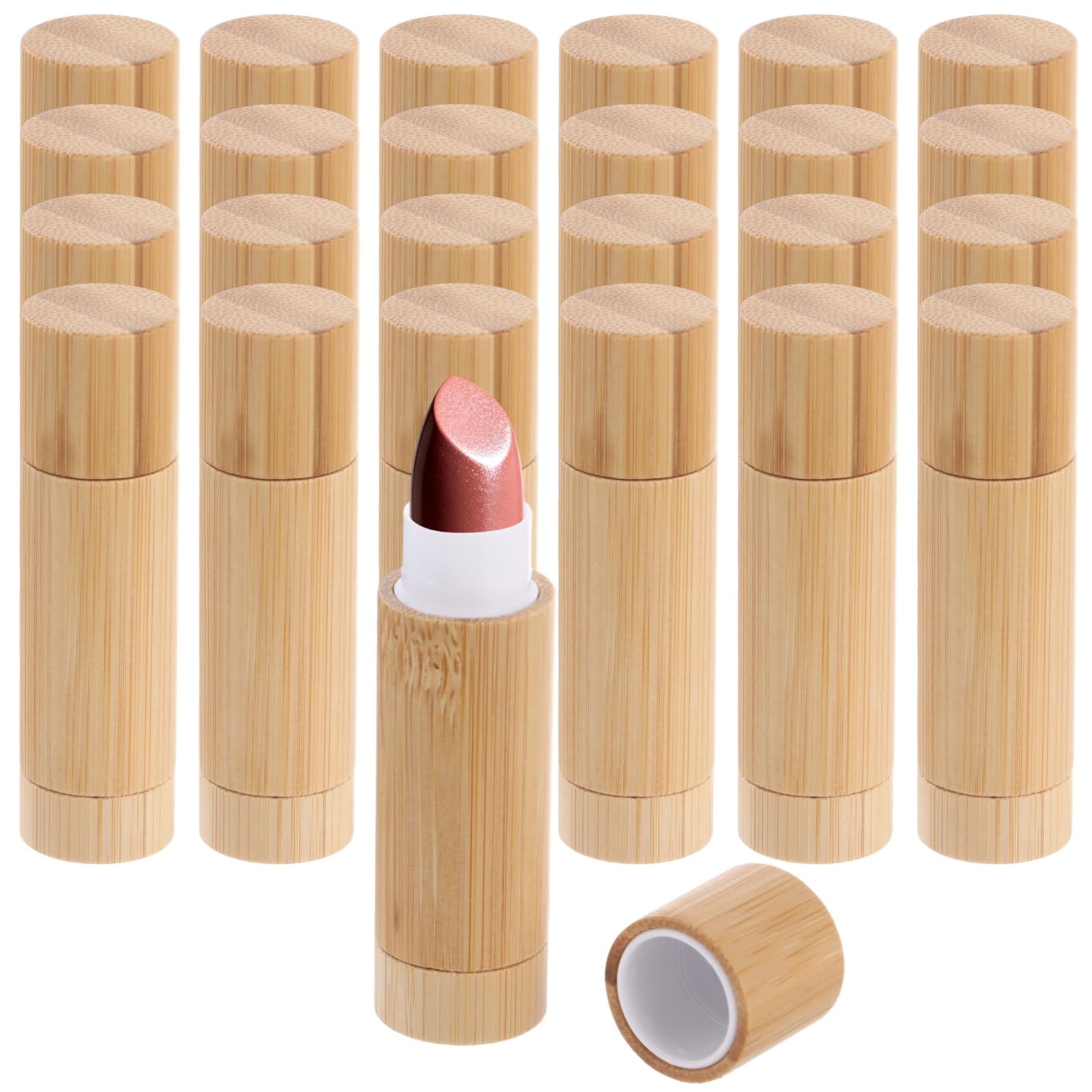 24 Stück DIY Holz Lippenbalsam Tuben Leere 5g Lippenbalsam Behälter Naturholz Lippenstift Tuben mit drehbarem Innenkern für Lippenstift Deodorant Festes Parfüm 7,6 x 2,3 cm