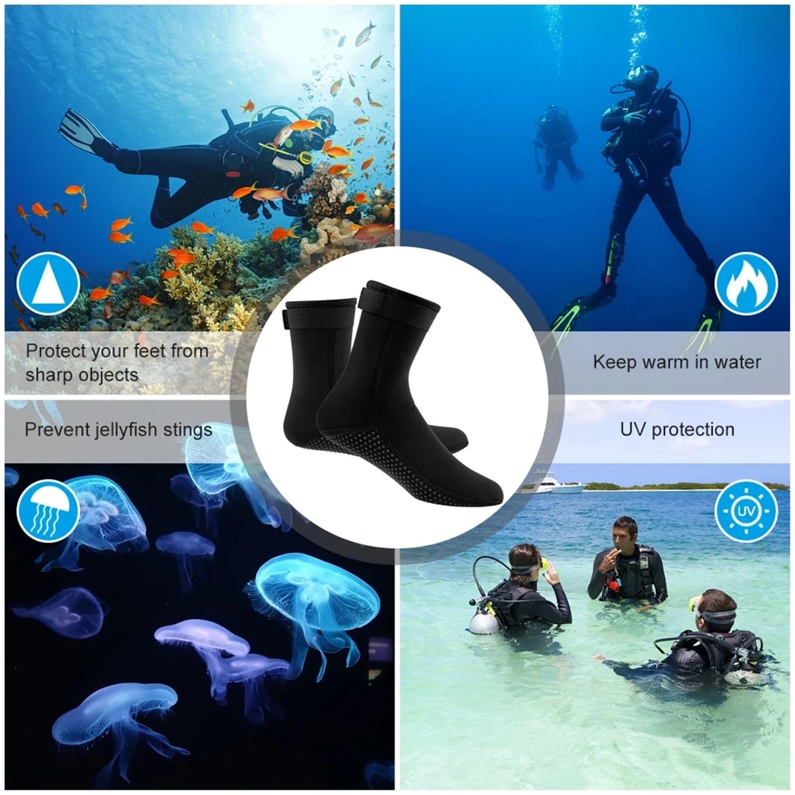 Calze Piscina Impermeabili Antiverruche Calzini da immersione antiscivolo in neoprene Acqua dolce