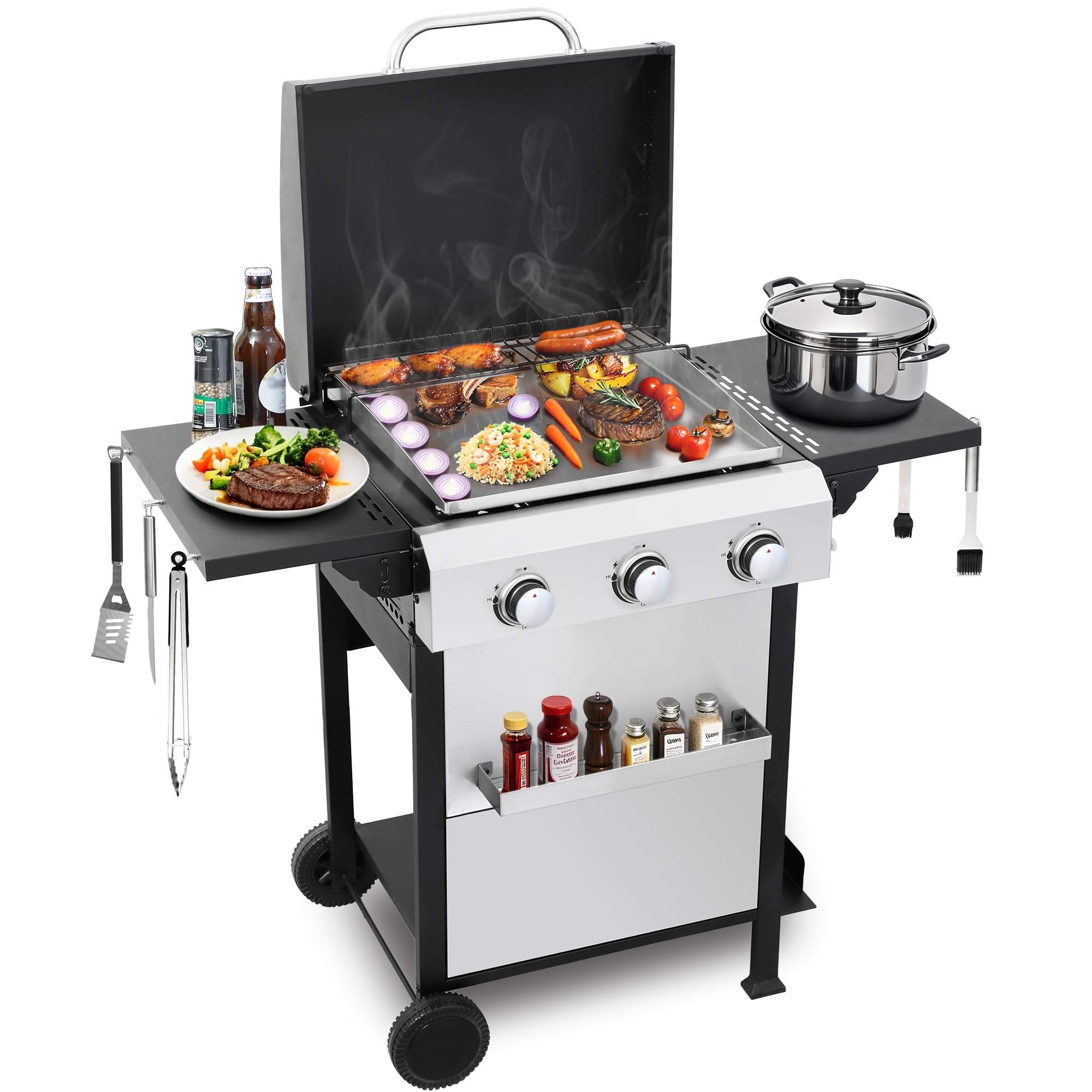 Amazon.com: Nice Cooker 3-Burner Flat Top Propane Gas Grill