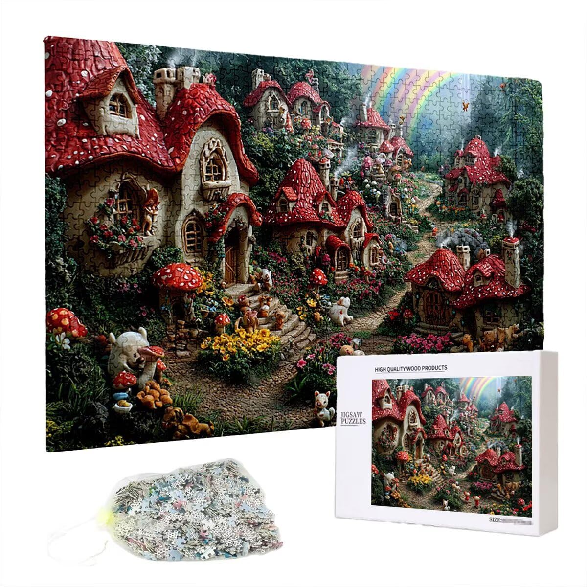 Puzzle 2000 sztuk las dla dorosłych, drewniane puzzle grzybowe dla dorosłych, trudne drewniane łamigłówki, rodzinne gry edukacyjne, łamigłówki z pudełkiem na prezent do dekoracji domu, prezent dla