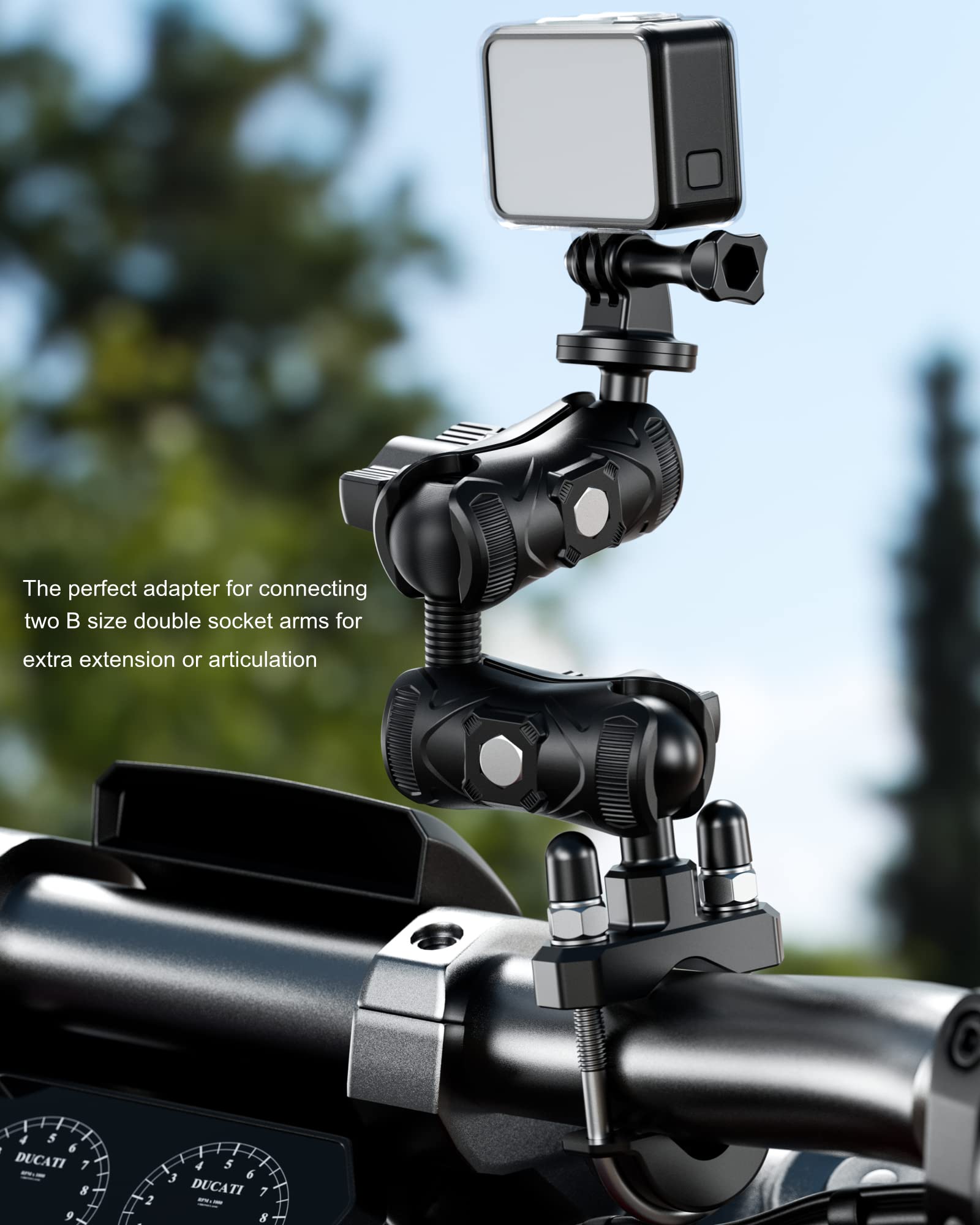 Braccio A Doppia Sfera In Alluminio 90mm Per RAM Mount – Compatibile Con Sfera Da 1 Pollice, Carico 2-5kg, Anticorrosione, Per Moto, Auto E Bici