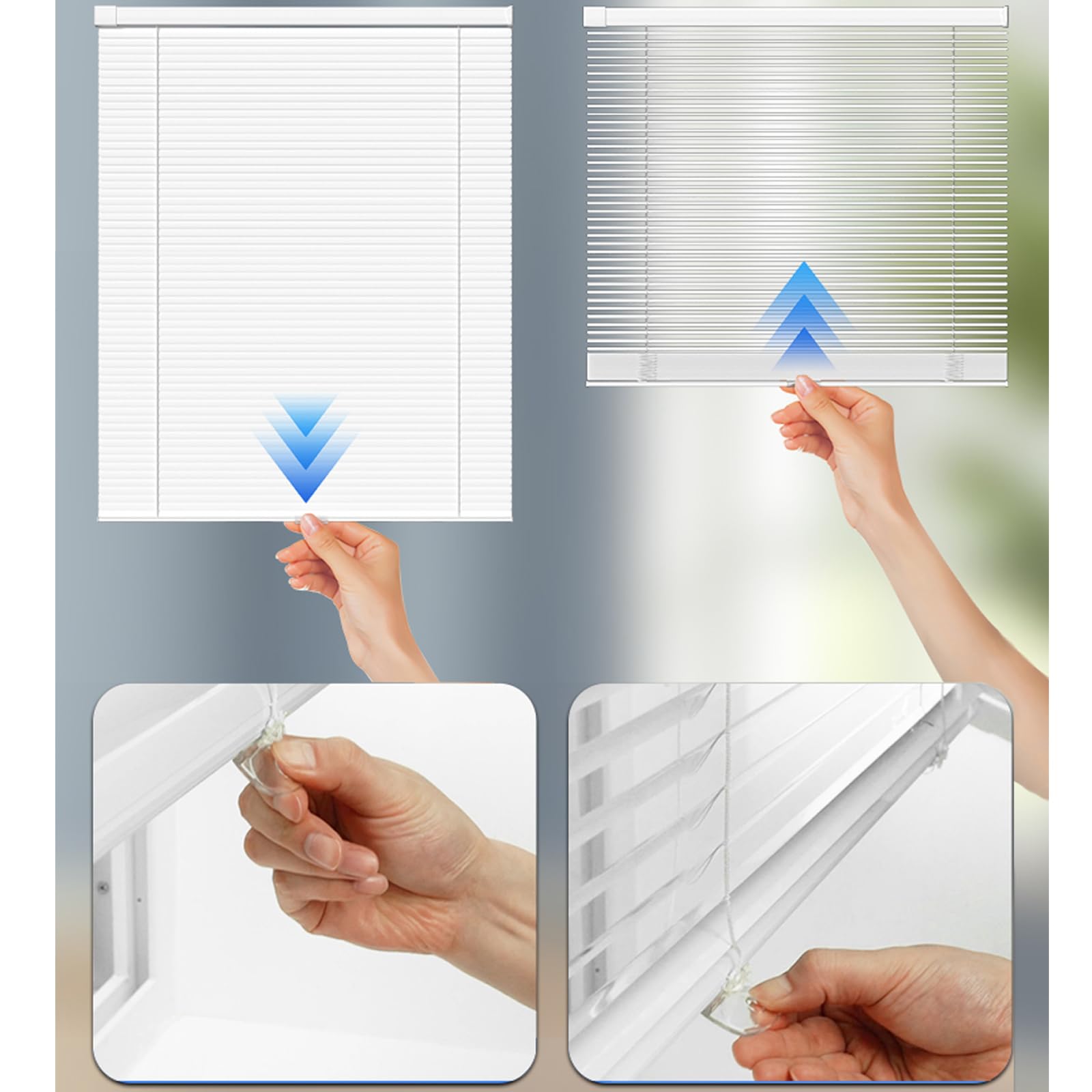 Persiana Veneciana de Aluminio sin Taladrar,Estores Venecianas Horizontales Cortinas Opacas para Ventanas Puertas,Hoja de 25 mm para la Oficina en Casa,Personalizables (115cm x 140cm)