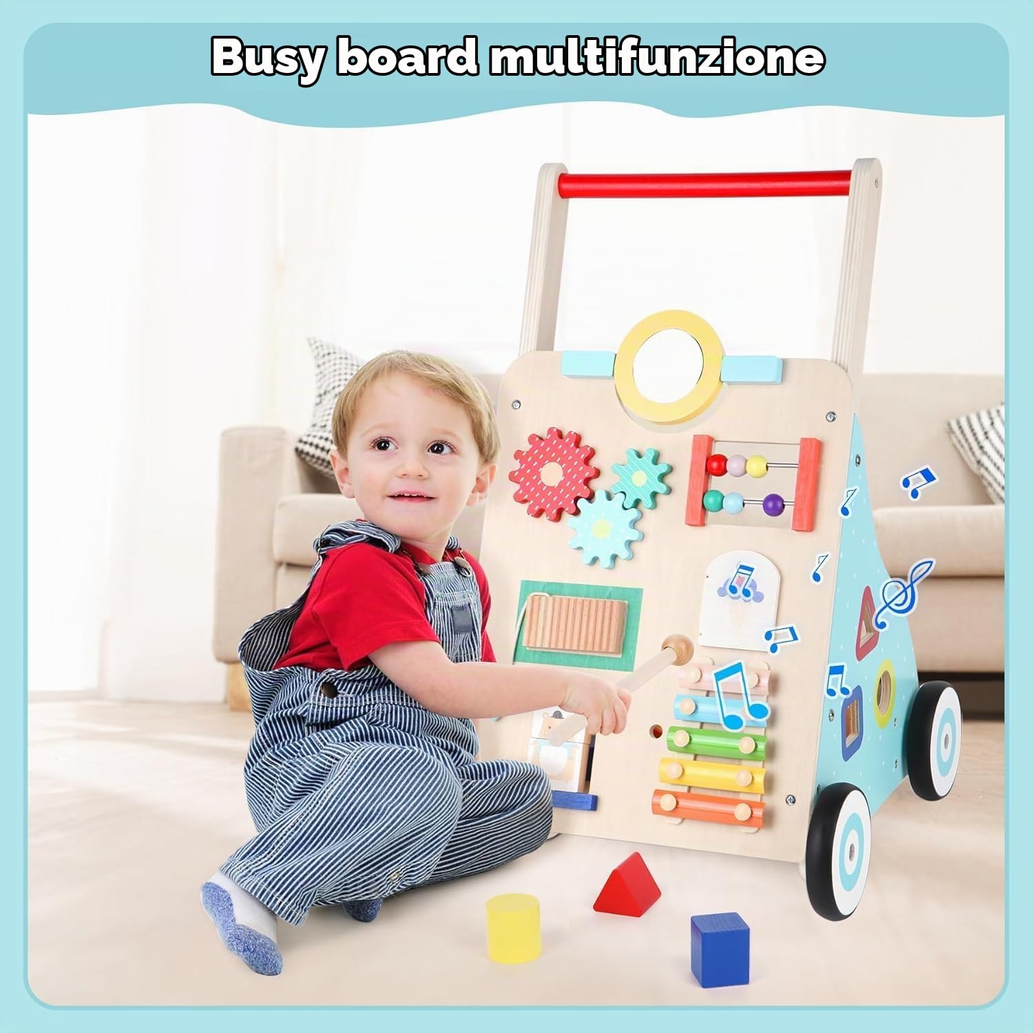 Asweets Carrello Primi Passi Legno, Giochi Montessori Interattivo, Sviluppa Le Capacità Motorie Dei Bambini, Baby Walker Regalo Bambino