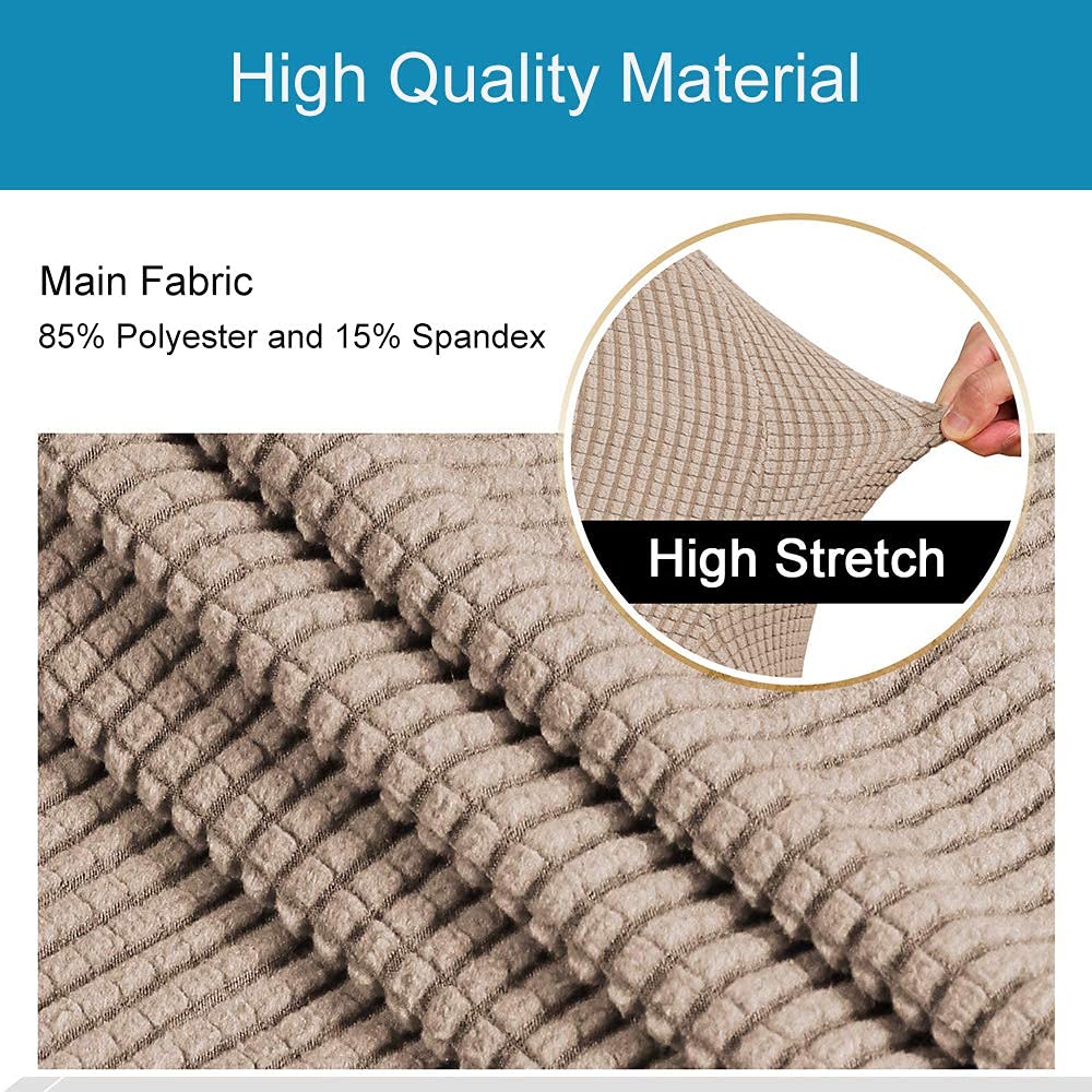 Housse Extensible Pour Pouf Rectangulaire - Taille L, Beige, Tissu Stretch, Fond élastique