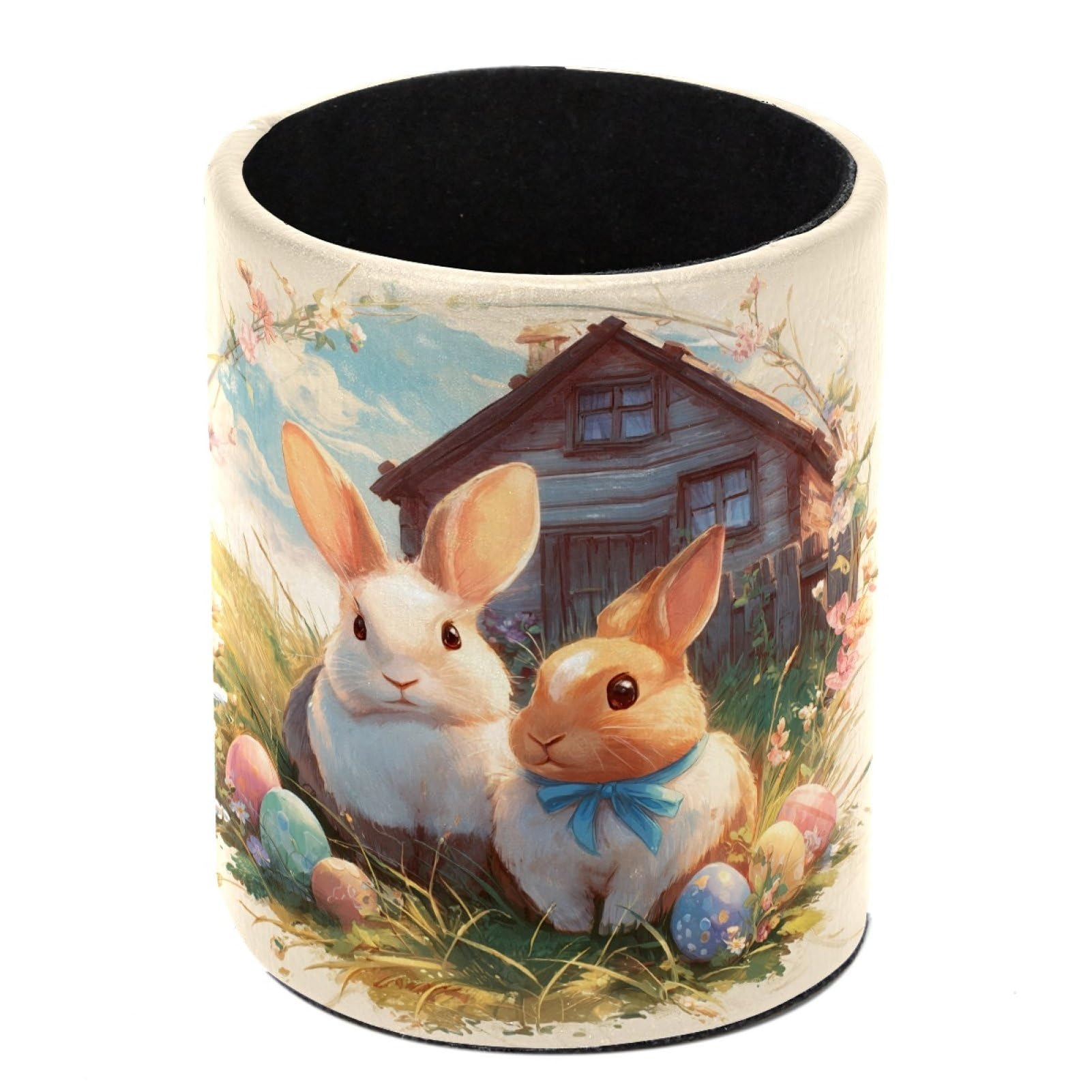 FWJZDSP Easter Bunnys Pencil Cup Pen Organizer Makeup Brush Holder for Office Home Countertop Desk Accessory Storage