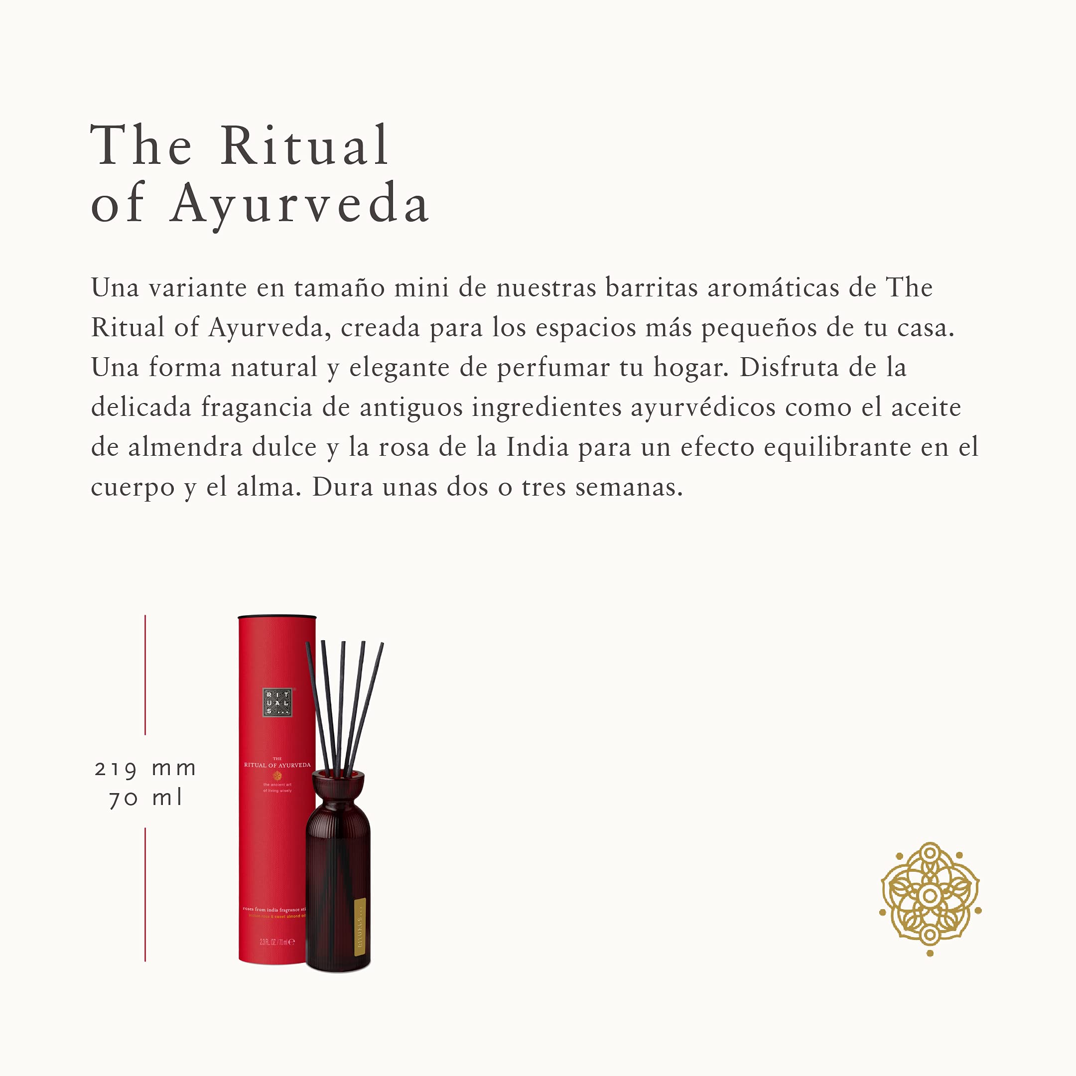RITUALS Ambientadores Mikado de The Ritual of Ayurveda, con Rosa de la India y Aceite de Almendras Dulces - Propiedades Calmantes